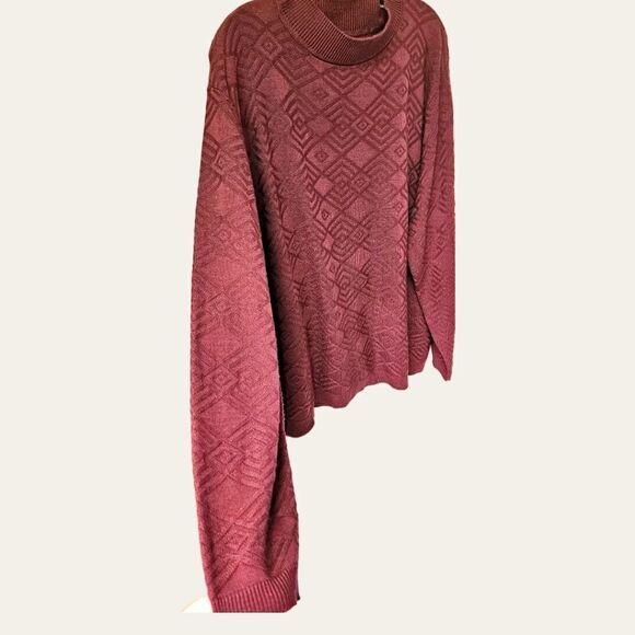 ALFRED DUNNER PLUS SIZE Maroon LongSleeve Crew Neck Sweater - Picture 4 of 10